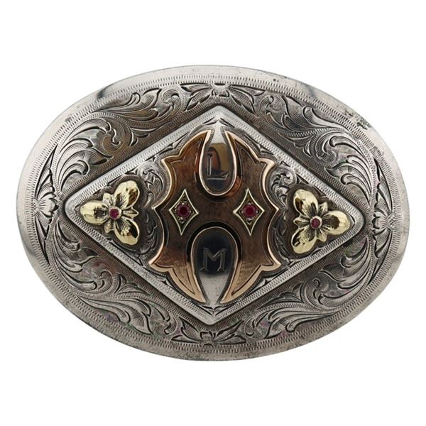 Edward Bohlin Sterling 18K 10K Oval Belt Buckle