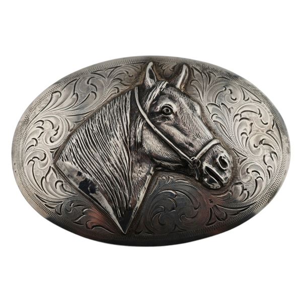 Edward Bohlin Sterling Horse Head Belt Buckle