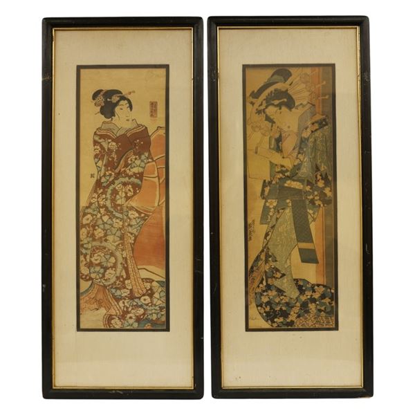 Pair of Edo-Period Japanese Woodblock Prints