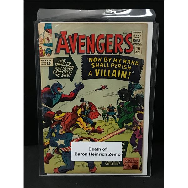 THE AVENGERS #15 DEATH OF BARON HEINRICH ZEMO - MARVEL COMICS