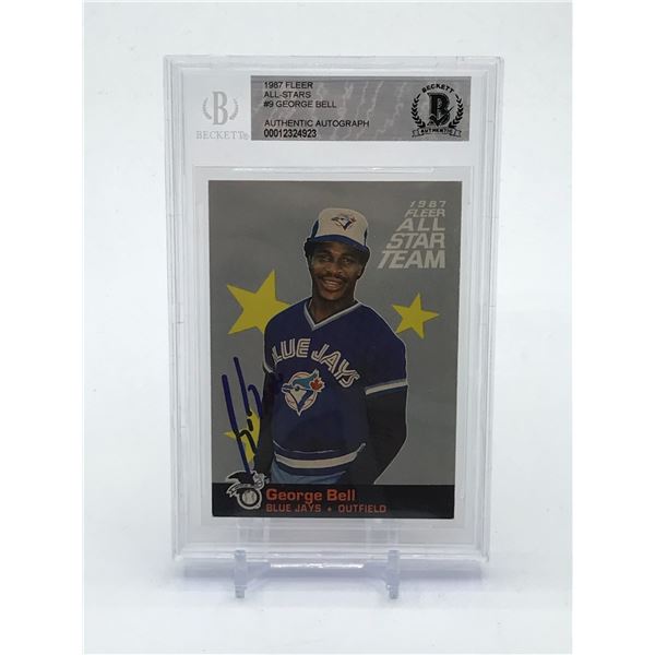 1987 FLEER ALL STARS GEORGE BELL SIGNED TRADING CARD - BECKETT ENCAPSULATED