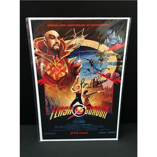 BRIAN BLESSED SIGNED FLASH GORDAN 11 X 18 POSTER WITH CHARACTER INSCRIPTION - WWOC COA