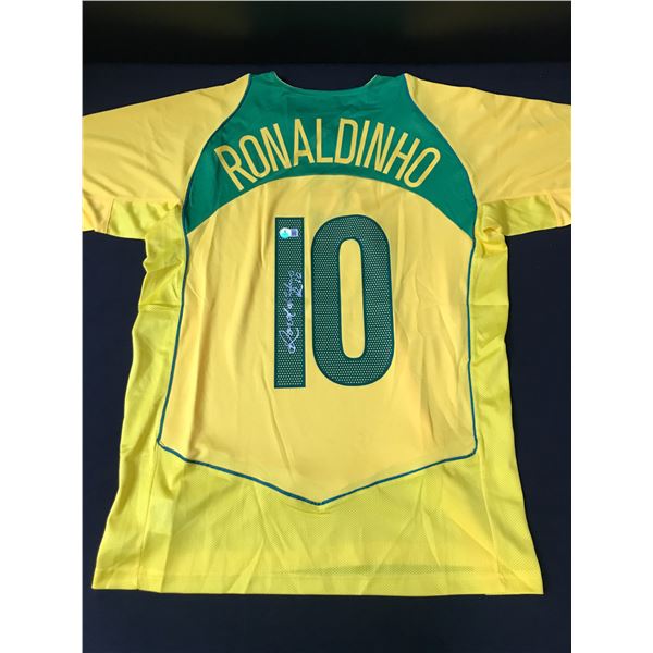 RONALDHINO SIGNED BRASIL SOCCER JERSEY - BECKETT COA