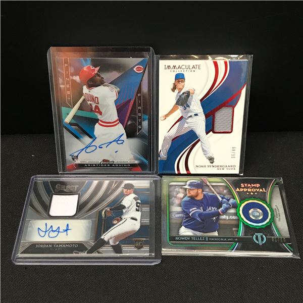 LOT OF 4 BASEBALL TRADING CARDS - INCLUDING 2 SIGNED