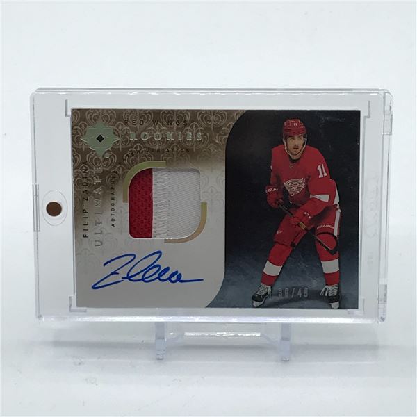 2019-20 UPPER DECK ULTIMATE COLLECTION FILIP ZADINA SIGNED PATCH ROOKIE CARD 30/49