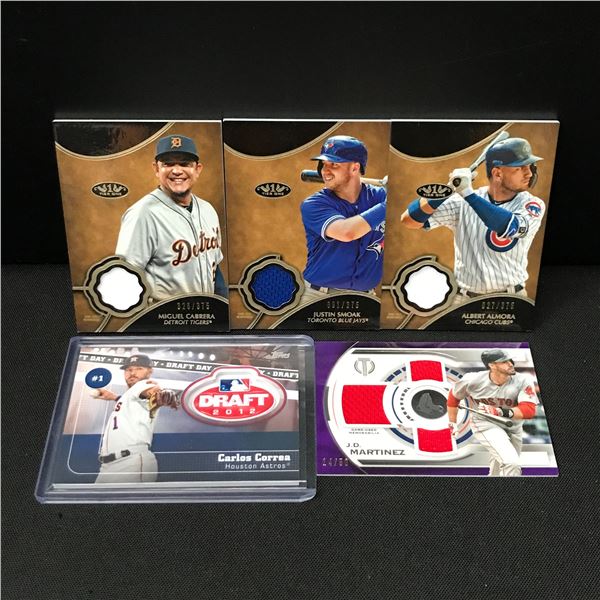 LOT OF 5 BASEBALL PATCH TRADING CARDS