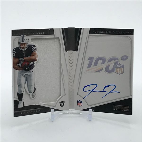 2019 PANINI PLAYBOOK JOSH JACOBS SIGNED PATCH TRADING CARD 17/175