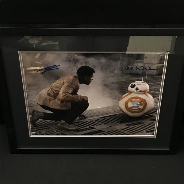 JOHN BOYEGA AND DAVE MILLER SIGNED AND FRAMED STAR WARS 11 X 14 - STAR WARS COA