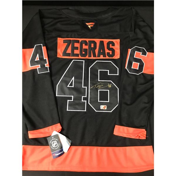 TREVOR ZEGRAS SIGNED PHILADELPHIA FLYERS CUSTOM HOCKEY JERSEY - ELITE COA