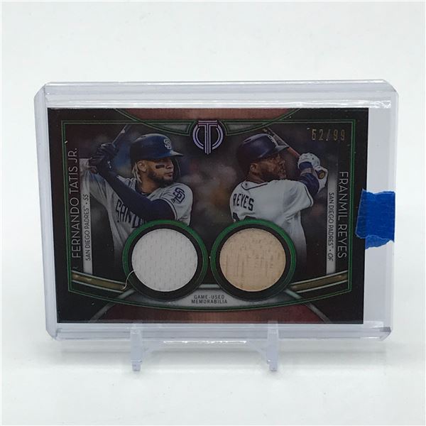 2020 TOPPS TRIBUTE BASEBALL FERNANDO TATIS JR & FRANMIL REYES DUAL PATCH TRADING CARD 52/99