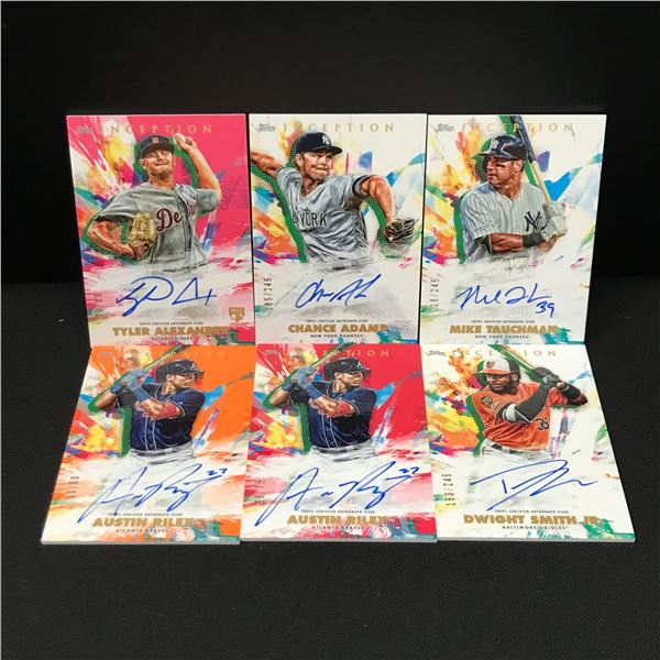 LOT OF 6 TOPPS SIGNED BASEBALL INCEPTION TRADING CARDS