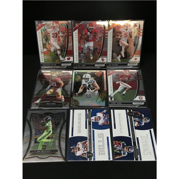 LOT OF 9 FOOTBALL TRADING CARDS - INCLUDING ROOKIES