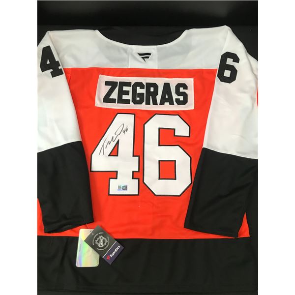 TREVOR ZEGRAS SIGNED PHILADELPHIA FLYERS CUSTOM JERSEY - ELITE COA