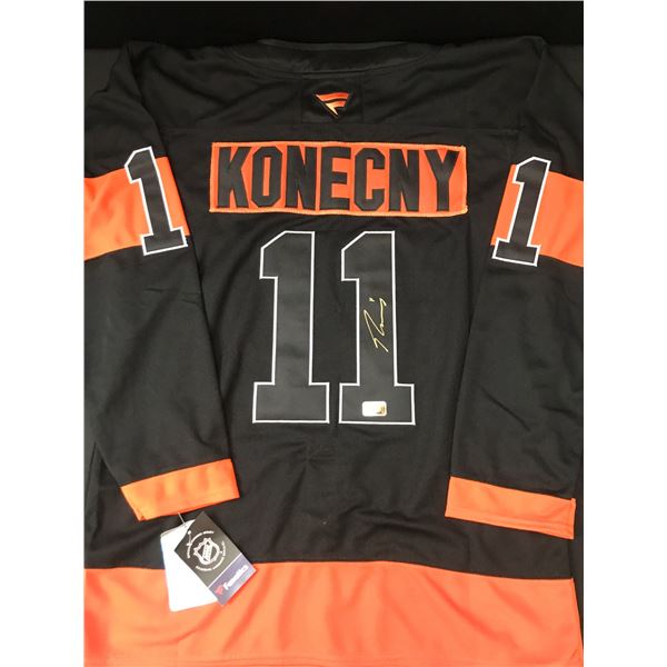 TRAVIS KONECNY SIGNED PHILADELPHIA FLYERS CUSTOM HOCKEY JERSEY - ELITE COA