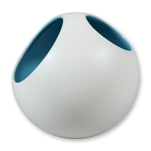 Wedgwood Norman Wilson Matte White and Turquoise Tri-Aperture Moon Vase