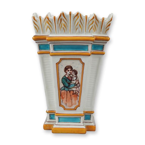 Wedgwood Earthenware Tulip Vase with Hand Painted Figurative Panels