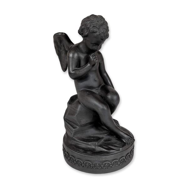 Wedgwood 19th Century Black Basalt Cupid Figurine