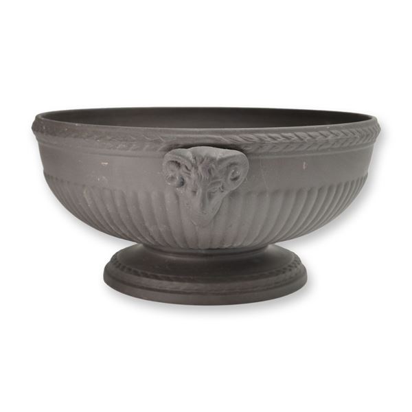 Wedgwood Black Basalt Footed Bowl with Ram Head Handles