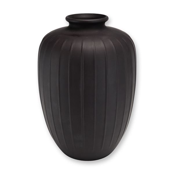 Wedgwood Ribbed Black Basalt Ovoid Vase