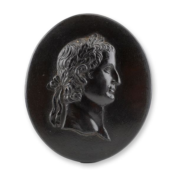 Wedgwood Black Basalt Portrait Medallion of Emperor Tiberius