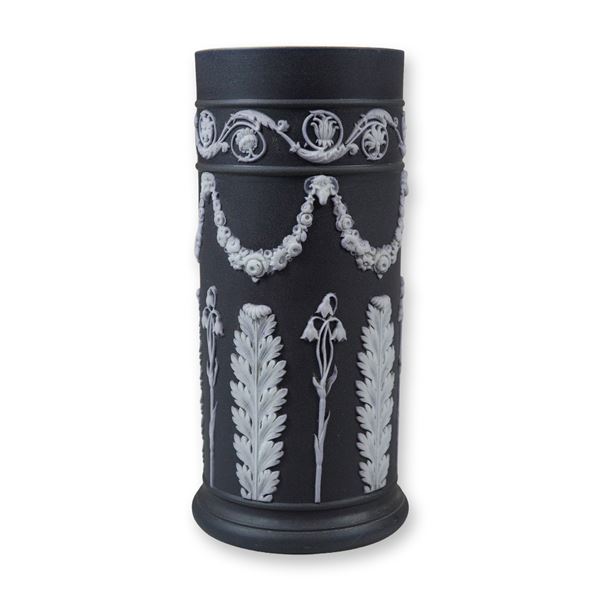 Wedgwood Black Jasperware Dip Neoclassical Spill Vase