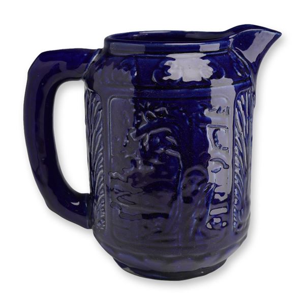 Weller Pottery Cobalt Blue Kingfisher Pitcher, Zona