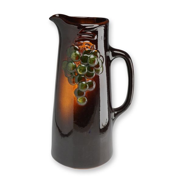 Weller Pottery High Relief Grape Tankard Pitcher, Floretta