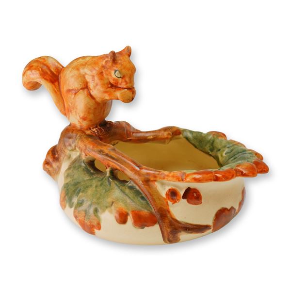 Weller Pottery Squirrel Nut Dish, Woodcraft