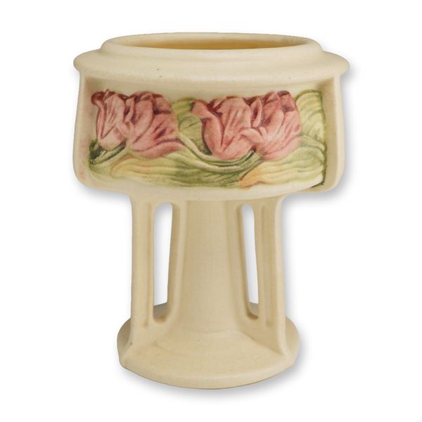 Weller Pottery Pedestal Bowl with Tulip Relief, Roma