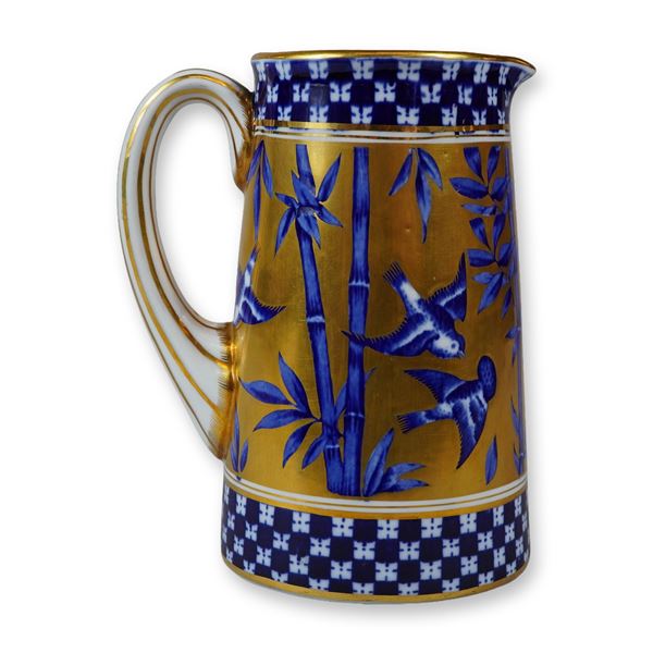 Coalport Porcelain Gilded Pitcher, Japanese Grove