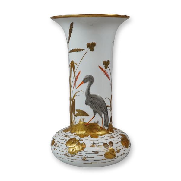 Wedgwood by Joseph-Theodore Deck Gilt and Silvery Japonisme Style Crane Vase