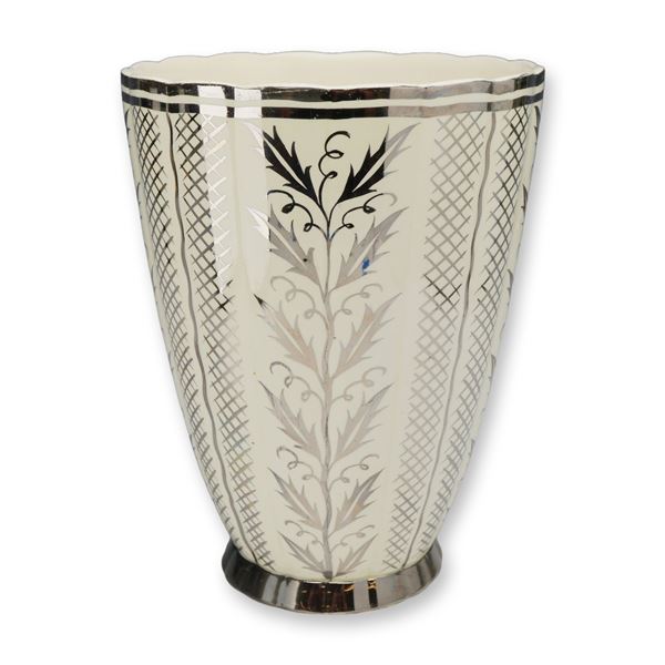Wedgwood & Barlaston Silver Luster Creamware Paneled Vase