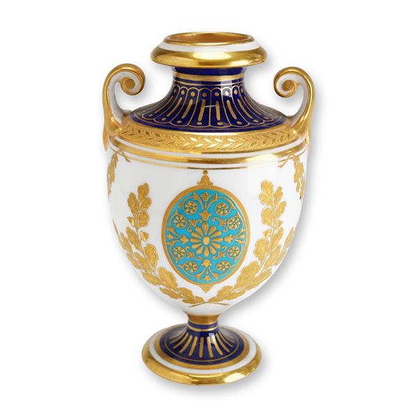 Wedgwood Gilded and Enameled Porcelain Urn-Form Vase