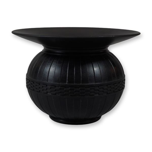 Wedgwood Black Basalt Engine-Turned Spittoon