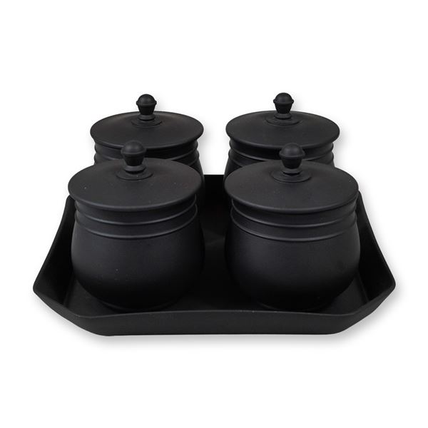 Wedgwood Black Basalt Five-Piece Condiment Set