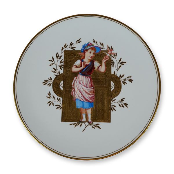 Wedgwood Porcelain Gilt Cabinet Plate of a Young Girl