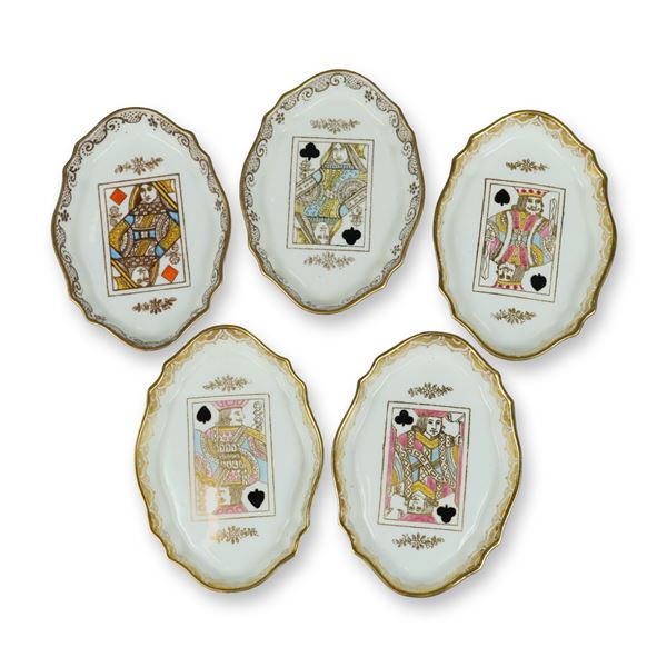 5pc Wedgwood Bone China Playing Card Dishes