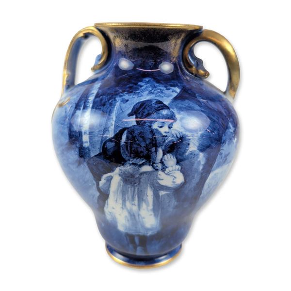 Doulton Burslem Blue Children Porcelain Handled Vase