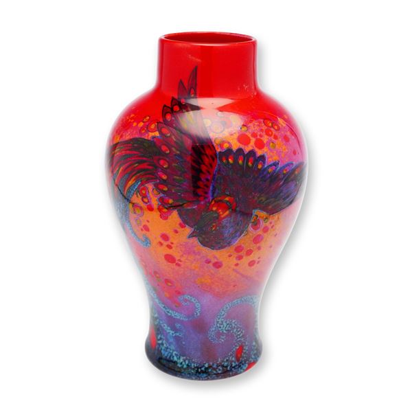 Royal Doulton Sung Flambe by Charles Noke Peacock Vase