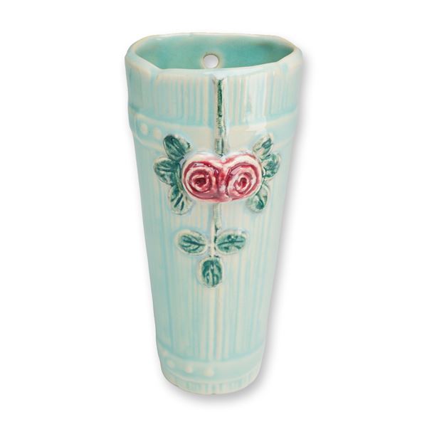 Weller Aqua Rose Wall Pocket, Rare Coloration