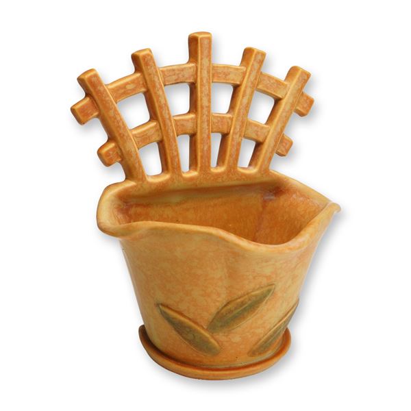 Weller Pottery Matte Glaze Trellis Wall Basket, Sydonia