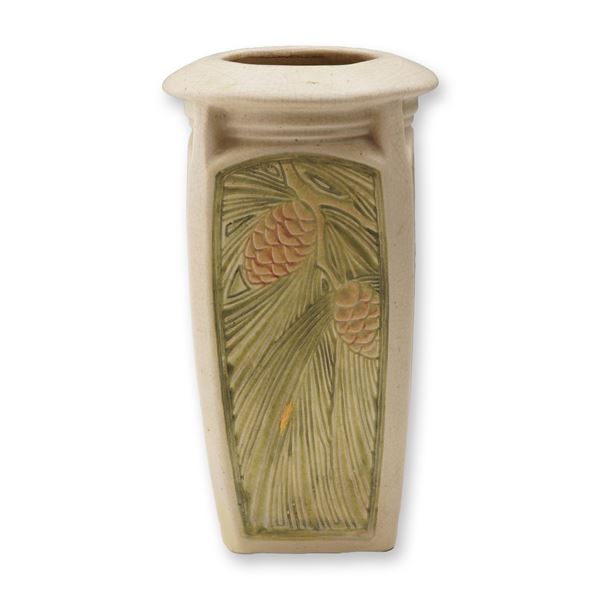 Weller Pottery Roma Vase with Pine Cone Relief
