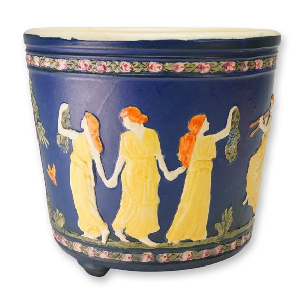 Weller Pottery Dancing Grecian Lady Jardiniere, Blue Ware