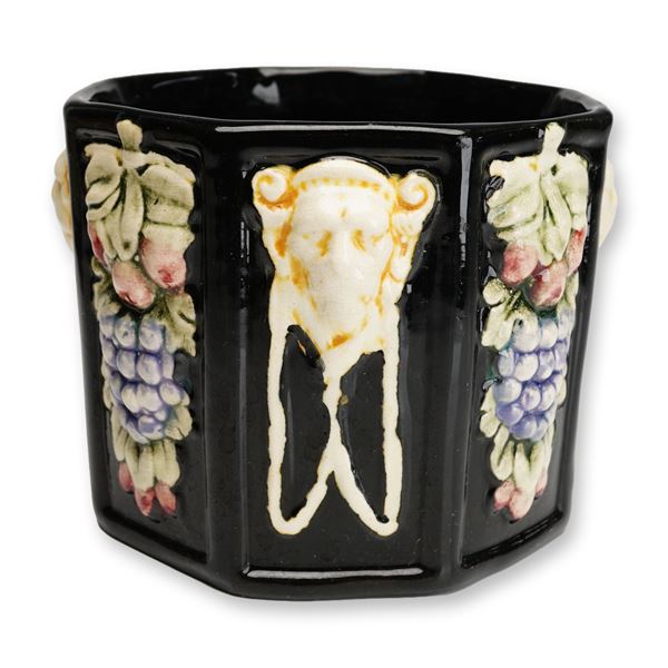 Weller Pottery Zona Octagonal Black Glaze Planter