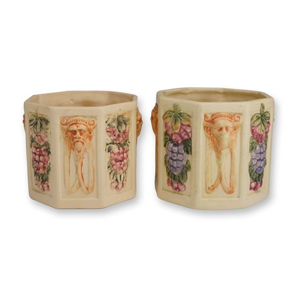 Pair of Weller Pottery Octagonal Jardinieres, Roma