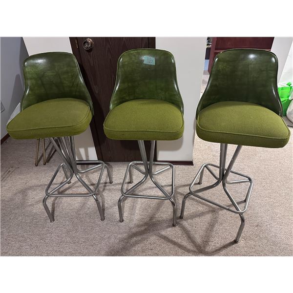 3 Vintage bar stools in green