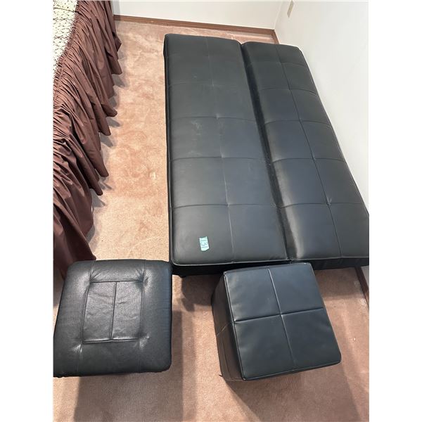 Futon with 2 stools, folds into twin bed