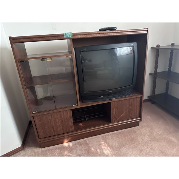 Vintage entertainment stand with TV