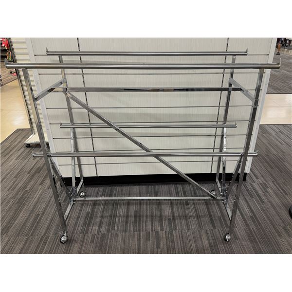 Chrome Butterfly Display Rack w/ Wheels 60" x 21" x 58"H