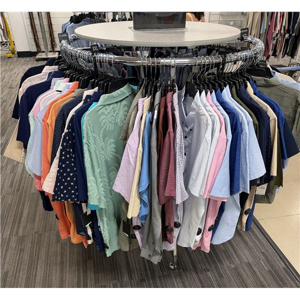 Circular Chrome 'Rounder' Display 33.5" Dia, 56"H (contents not included)